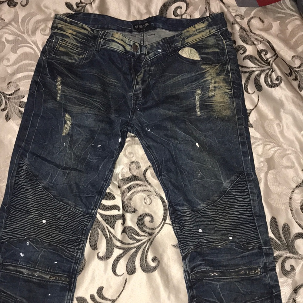 Blue biker jeans
